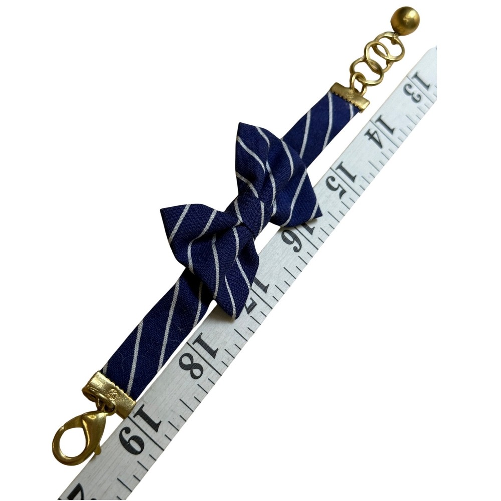 Kiel James Patrick Brass Navy Striped Bow Bracelet Preppy Nautical